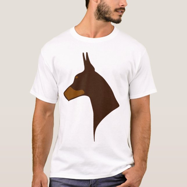 Camiseta - Cabeza Doberman recortada en rojo y roy (Anverso)