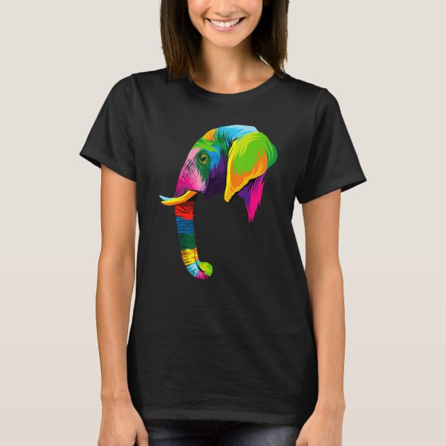 Camiseta Cabeza elefante Arte colorido Animales Dolor acuát (Anverso)