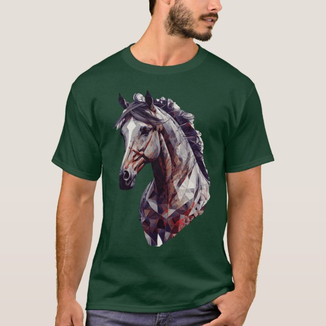 Camiseta Cabeza Geométrica Cabeza de Caballo Abstracto De C (Anverso)