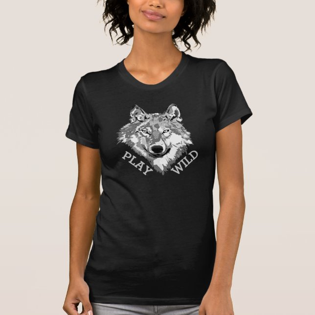 Camiseta Cabeza gris salvaje del lobo del inconformista del (Anverso)