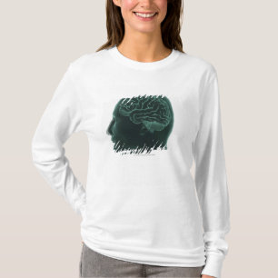 Camiseta Cabeza humana en el perfil que muestra el cerebro