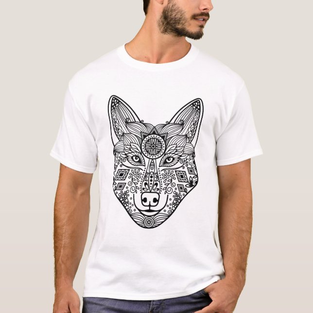 Camiseta Cabeza inspirada del lobo (Anverso)