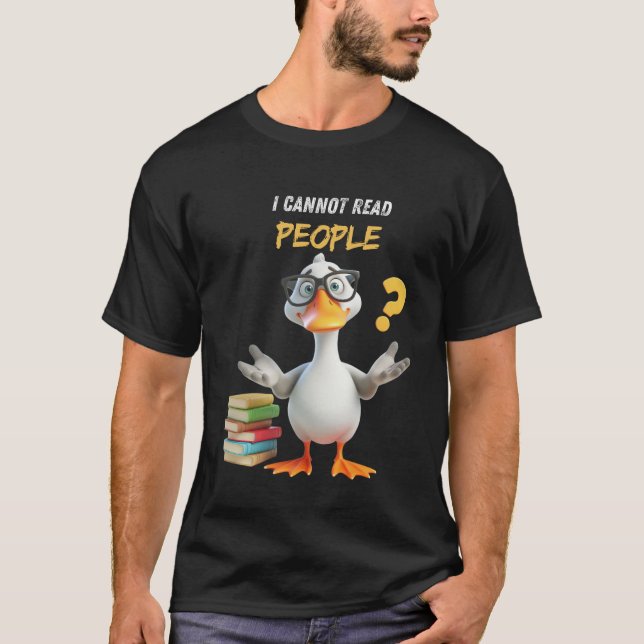 Camiseta Cabeza linda con libros, no puede leer a la gente (Anverso)