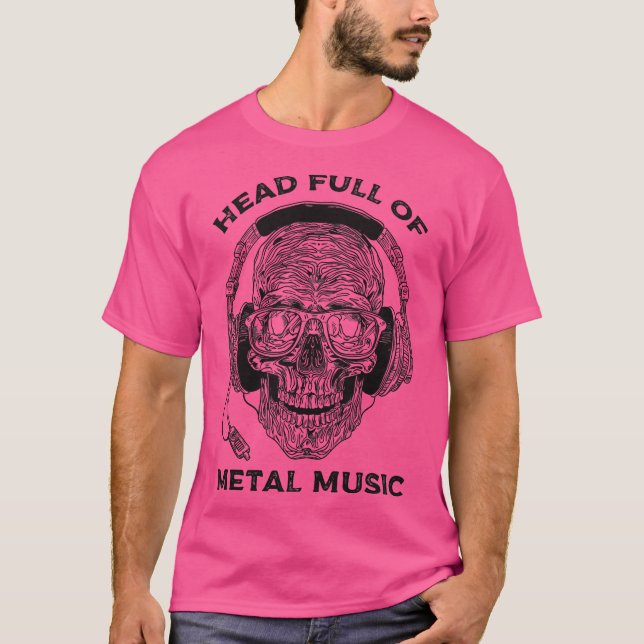 Camiseta Cabeza llena de música metalizado (Anverso)