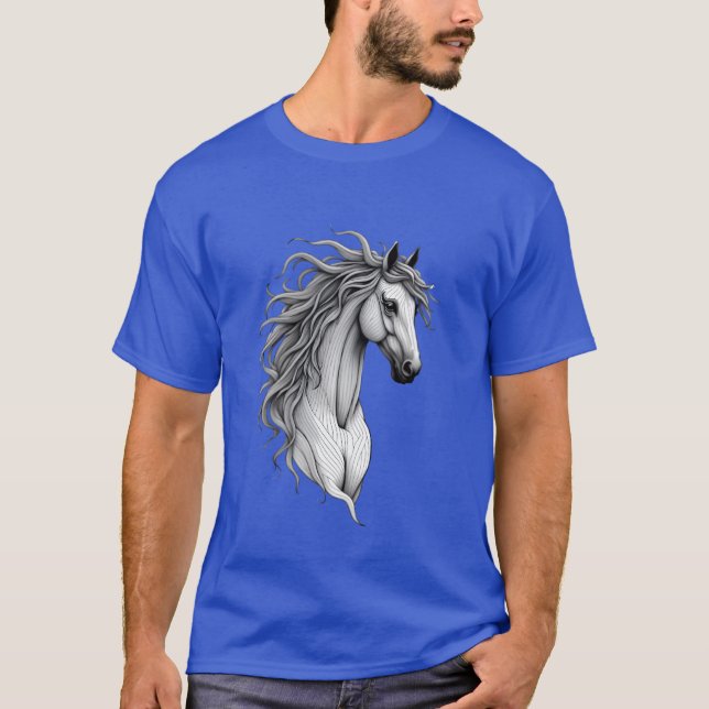 Camiseta Cabeza majestuosa de caballo con una intrincada fa (Anverso)