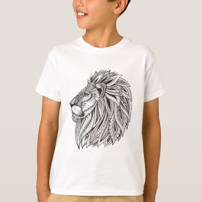 Camiseta Cabeza modelada étnica del león (Anverso)