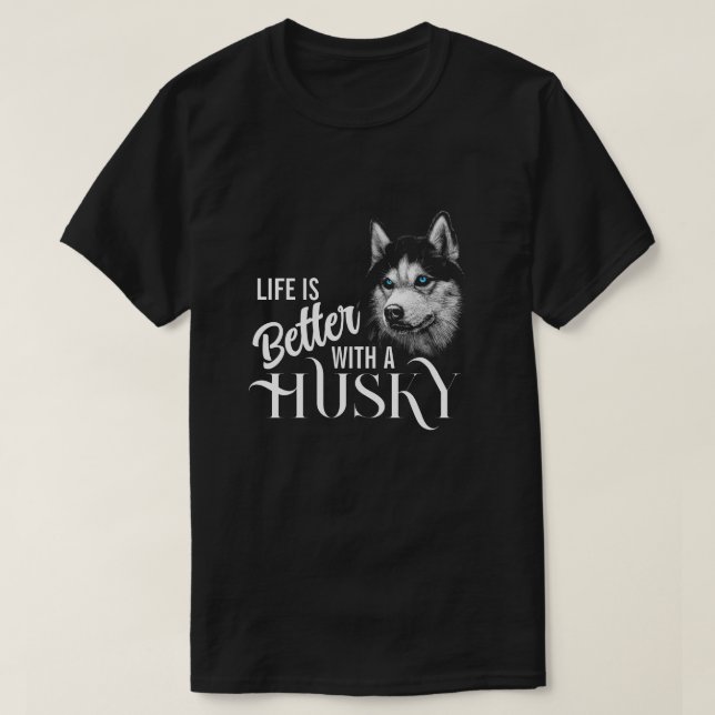 Camiseta Cabeza Retrato Siberian Husky Con Ojos Azules (Diseño del anverso)