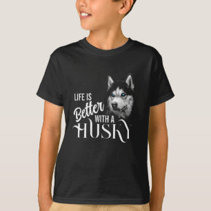 Camiseta Cabeza Retrato Siberian Husky Con Ojos Azules