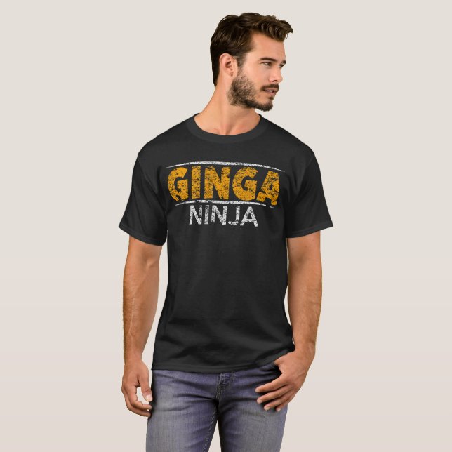 Camiseta Cabeza roja del jengibre divertido de Ginja Ninja (Anverso completo)