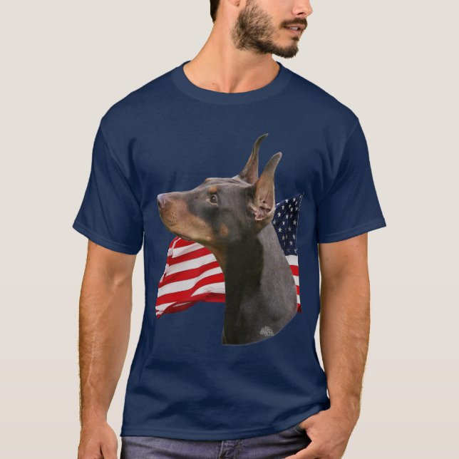 Camiseta Cabeza (roja) del Pinscher de Dobermann con la (Anverso)