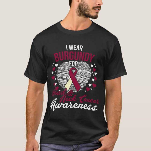 Camiseta Cabeza Y Cuello Cinta De Cáncer Apoyo Conciencia A (Anverso)