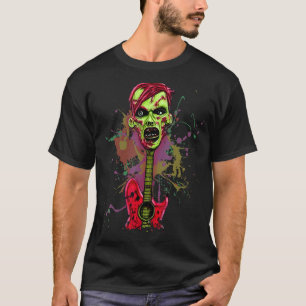 Camiseta Cabeza zombi Guitarra eléctrica Rock Metalizado Ho