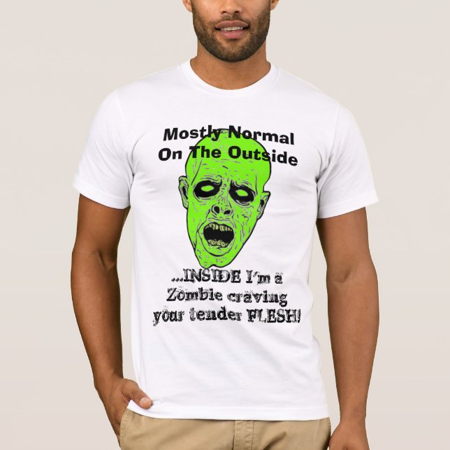 Camiseta Cabeza Zombie no muerta - dichos graciosos - Carne (Anverso)