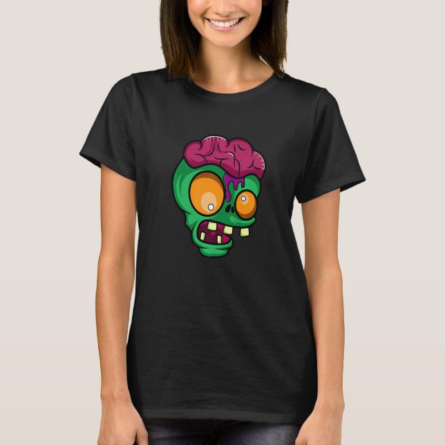 Camiseta Cabeza Zombie Obsesionada Con Zombies (Anverso)
