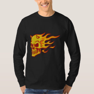 Camiseta Cabezas de cráneo de demonio de fuego Grunge Punk