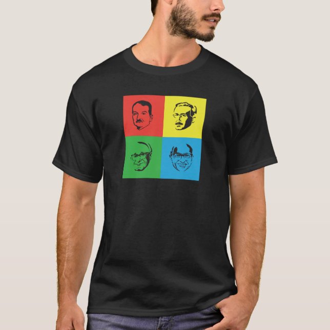 Camiseta Cabezas de Econ - Mises, Hayek, Rothbard, Friedman (Anverso)