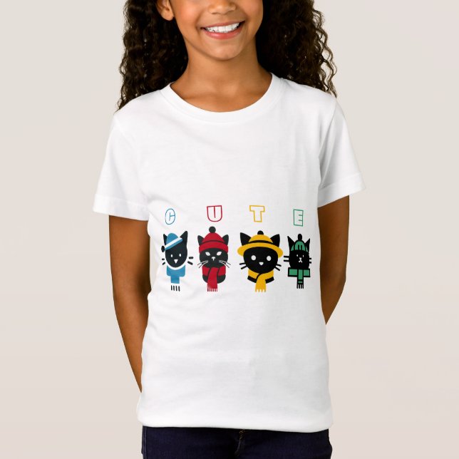 Camiseta Cabezas de gatitos coloridas (Anverso)