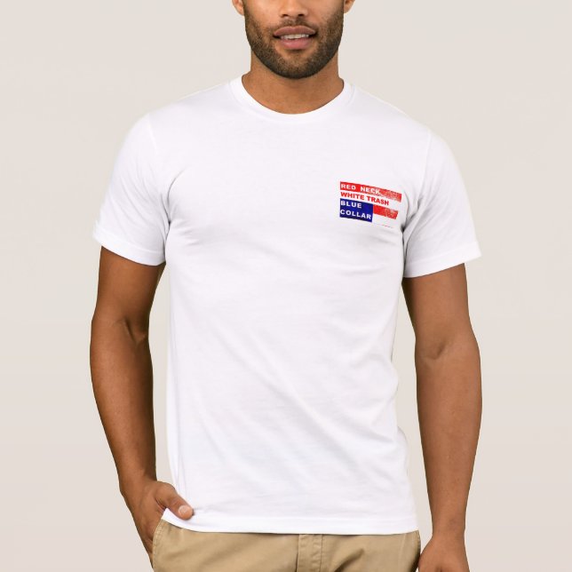 Camiseta cabida del cuello azul de la basura (Anverso)