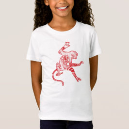 Camiseta cabida mono de la muñeca del fuego de la
