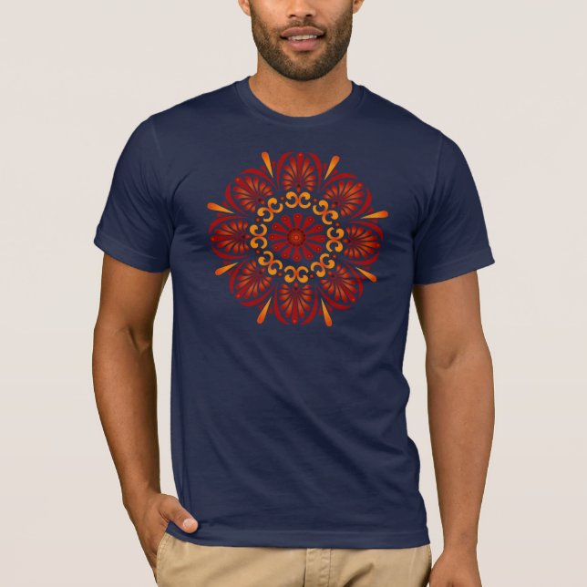 Camiseta cabida para hombre de la mandala carmesí (Anverso)