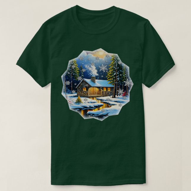 Camiseta Cabina de invierno en nieve (Diseño del anverso)