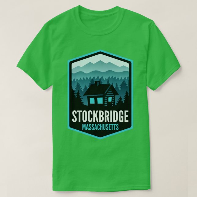 Camiseta Cabina de Stockbridge Massachusetts Mountain Town (Diseño del anverso)