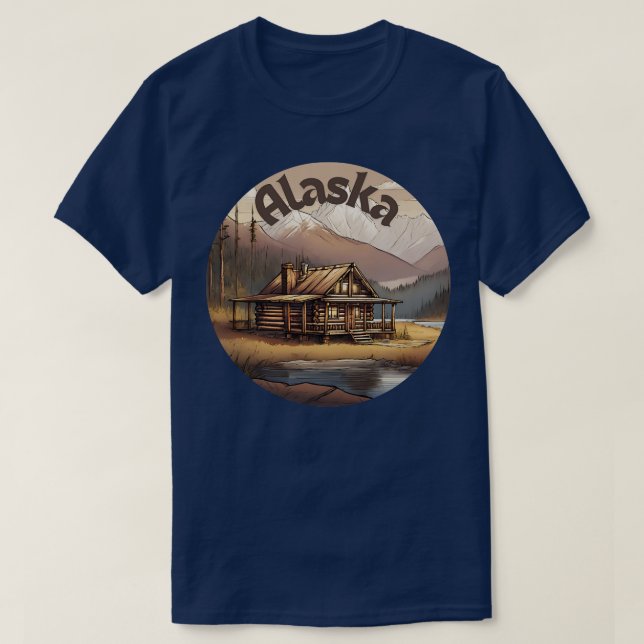 Camiseta Cabina de troncos en las montañas de Alaskan TShir (Diseño del anverso)