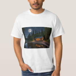 Camiseta Cabina en el bosque por la noche