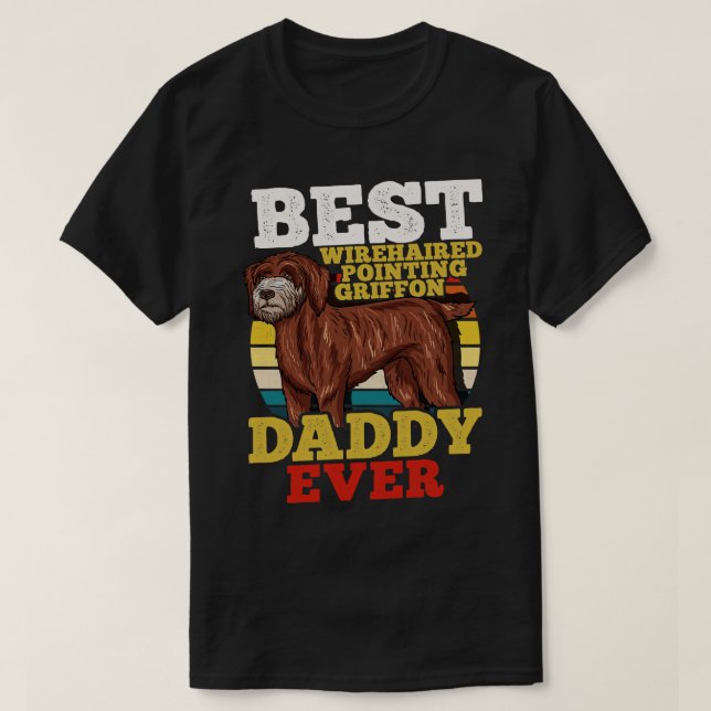 Camiseta Cableado apuntando Griffon Dog Dad Retro (Diseño del anverso)