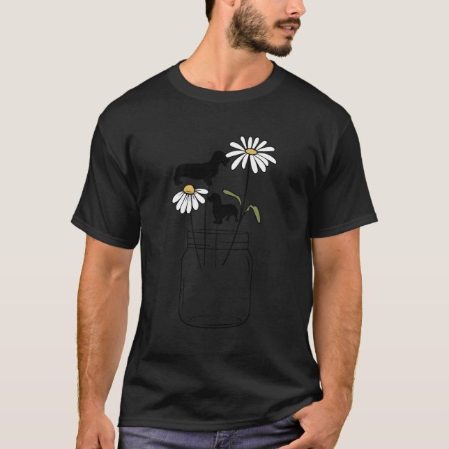 Camiseta Cableado de la flor de Dachshund con cable Dachshu (Anverso)
