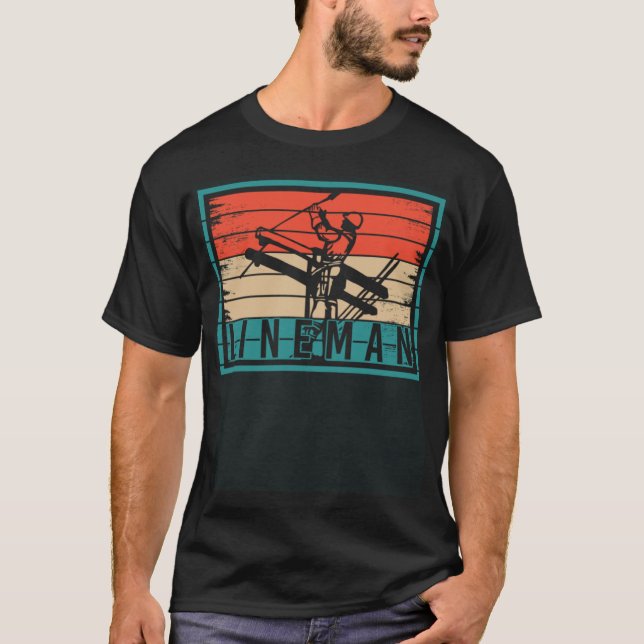 Camiseta Cableado del circuito de Lineman de Voltaje Retro  (Anverso)