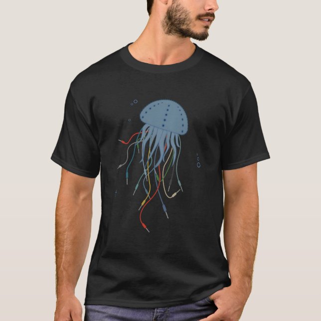 Camiseta Cables De Audio De Jellyfish De Sintetizador Modul (Anverso)