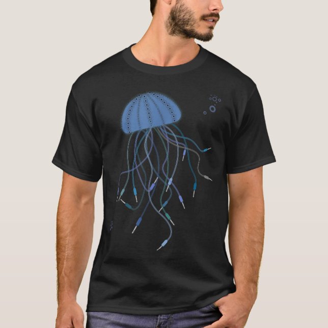 Camiseta Cables de audio de sintetizador modular Jellyfish (Anverso)