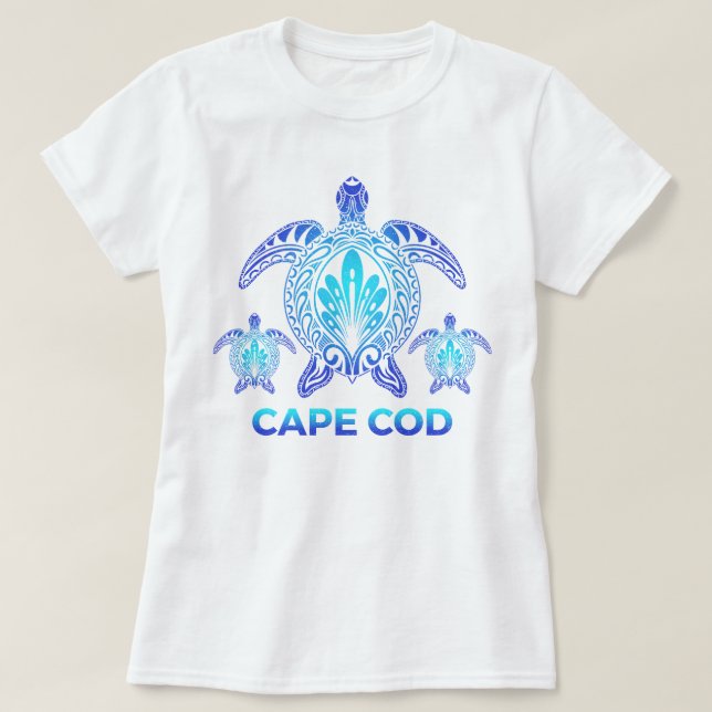 Camiseta Cabo Cod Massachusetts MAMÁ recuerdo de tortuga az (Diseño del anverso)