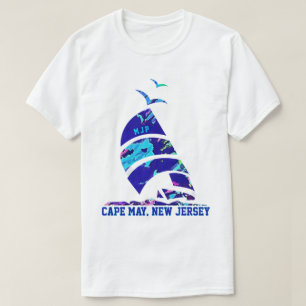 Camiseta Cabo de Mayo, NJ Sailboat Vacaciones