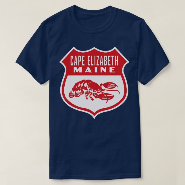 Camiseta Cabo Elizabeth Maine Retro Shield Red (Diseño del anverso)