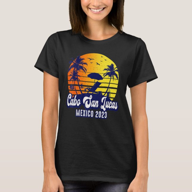 Camiseta Cabo San Lucas 2023 Mexico Sunset Beach Retro (Anverso)