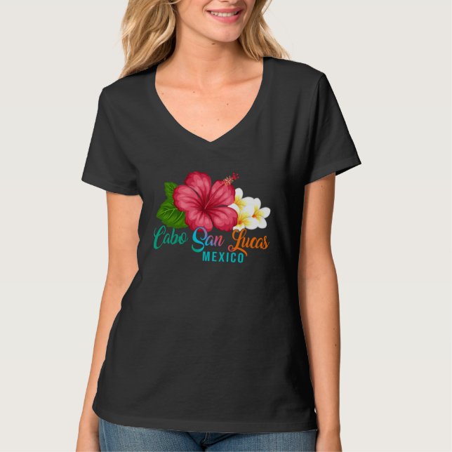 Camiseta Cabo San Lucas Vacation Mexico Tropical Hibiscus F (Anverso)