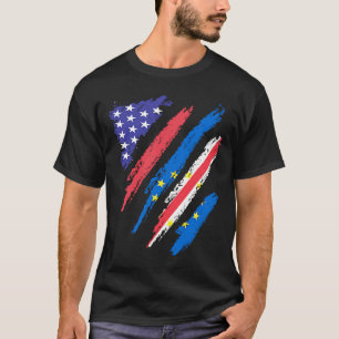 Camiseta Cabo Verde Norteamericano Bandera del Corazón