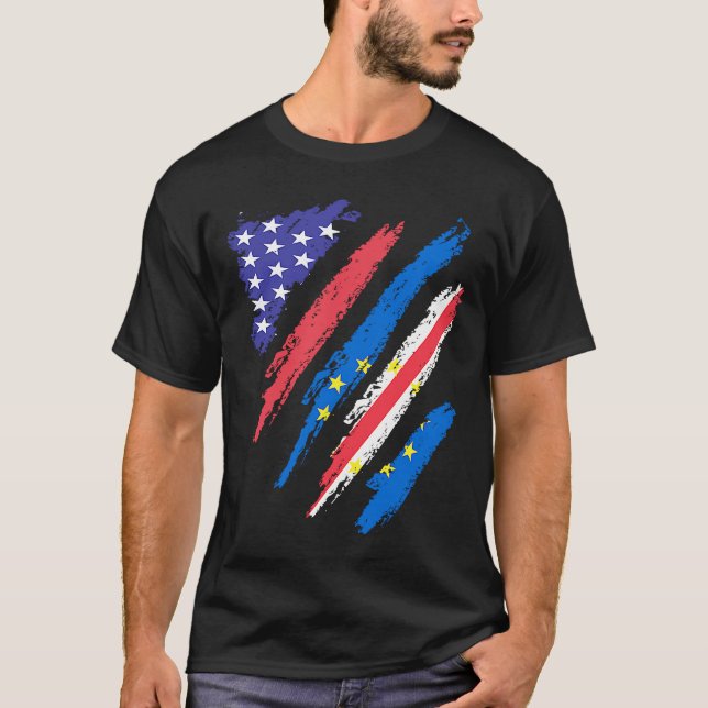 Camiseta Cabo Verde Norteamericano Bandera del Corazón (Anverso)