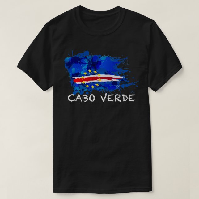 Camiseta CABO VERDE SPLASHED PAINT FLAG with white tet Pull (Diseño del anverso)