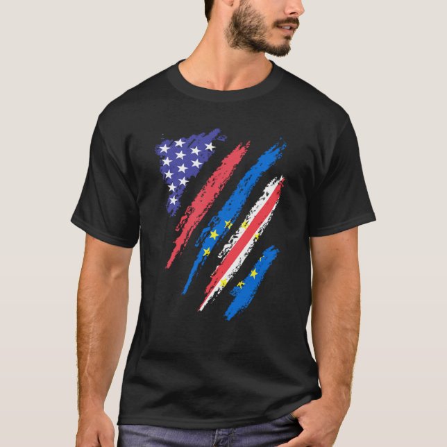 Camiseta Cabo Verdean American Patriot Grown Heart Flag Str (Anverso)