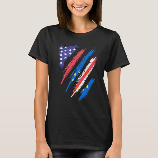 Camiseta Cabo Verdean American Patriot Grown Heart Flag Str (Anverso)