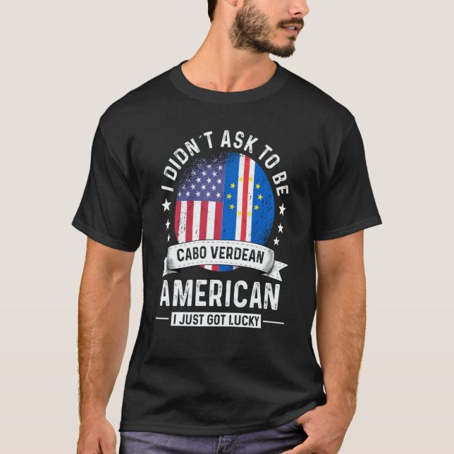 Camiseta Cabo Verdean American Patriot Grown  Humor Flag (Anverso)