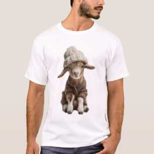 Camiseta Cabra bebé adorable con traje de invierno tejido y
