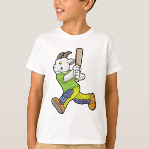 Camiseta Cabra como bateador con bate de críquet