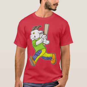 Camiseta Cabra como bateador con bate de críquet