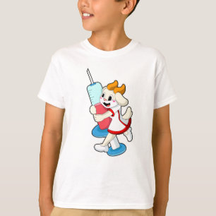 Camiseta Cabra como enfermera en la vacunación con jeringas