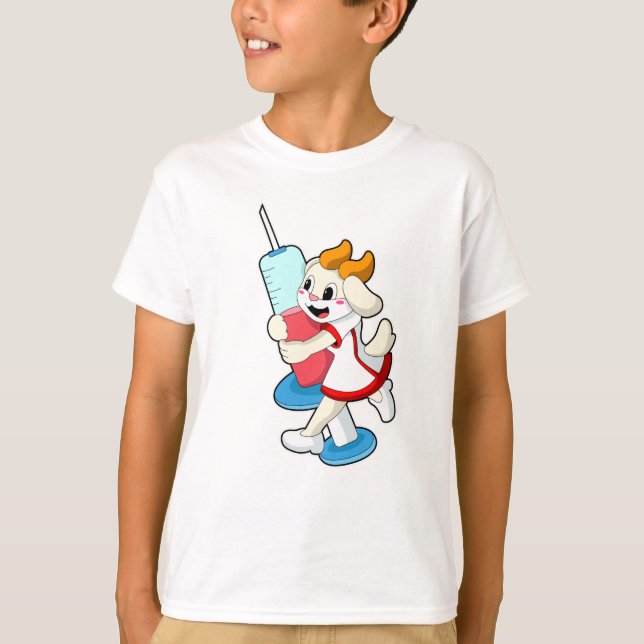 Camiseta Cabra como enfermera en la vacunación con jeringas (Anverso)
