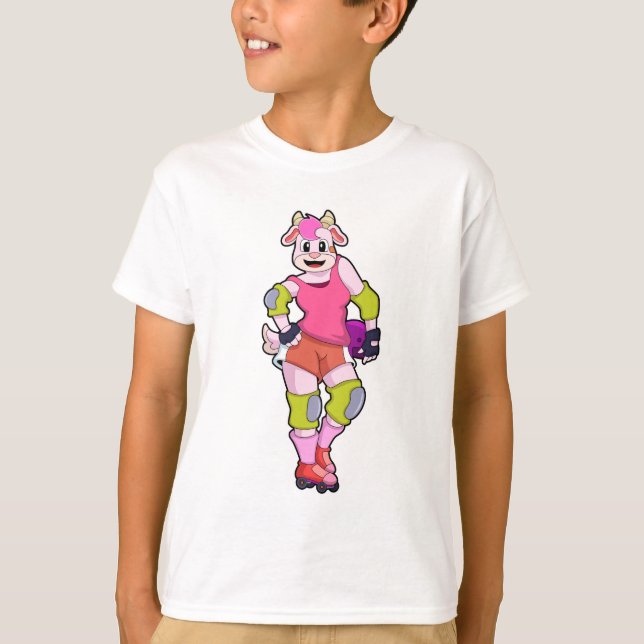 Camiseta Cabra como patinador en línea con patines en línea (Anverso)